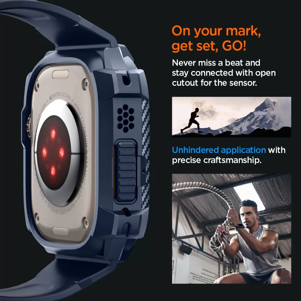 Apple Watch Ultra dirželis mėlyna SPIGEN RUGGED ARMOR ”PRO” (49 MM)