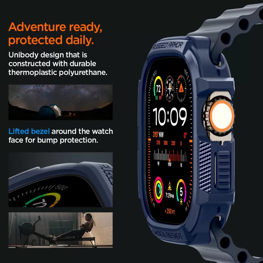 Apple Watch Ultra dėklas mėlyna SPIGEN RUGGED ARMOR (49 MM)