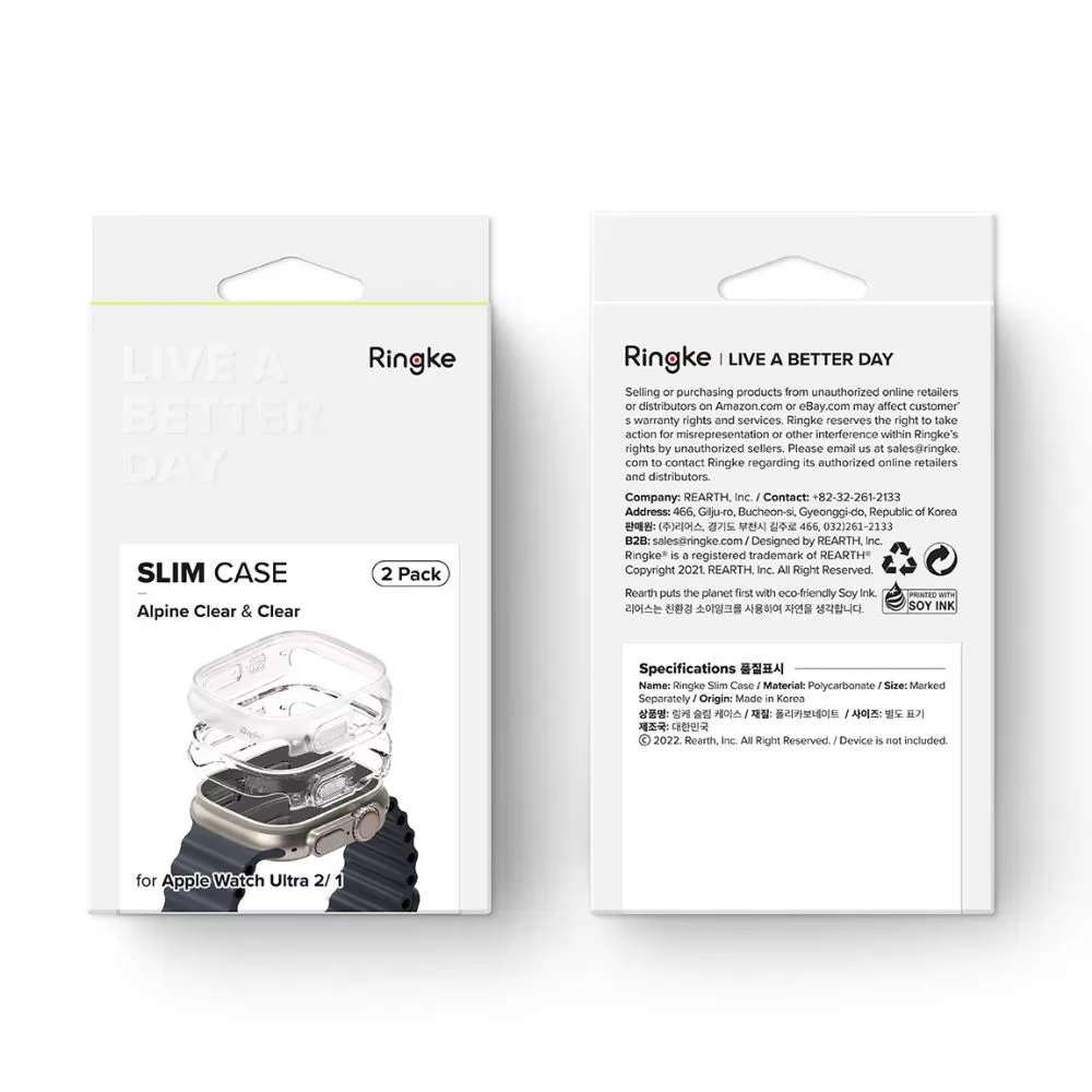 Apple Watch Ultra dėklas skaidrus RINGKE SLIM 2-PACK (49 MM)