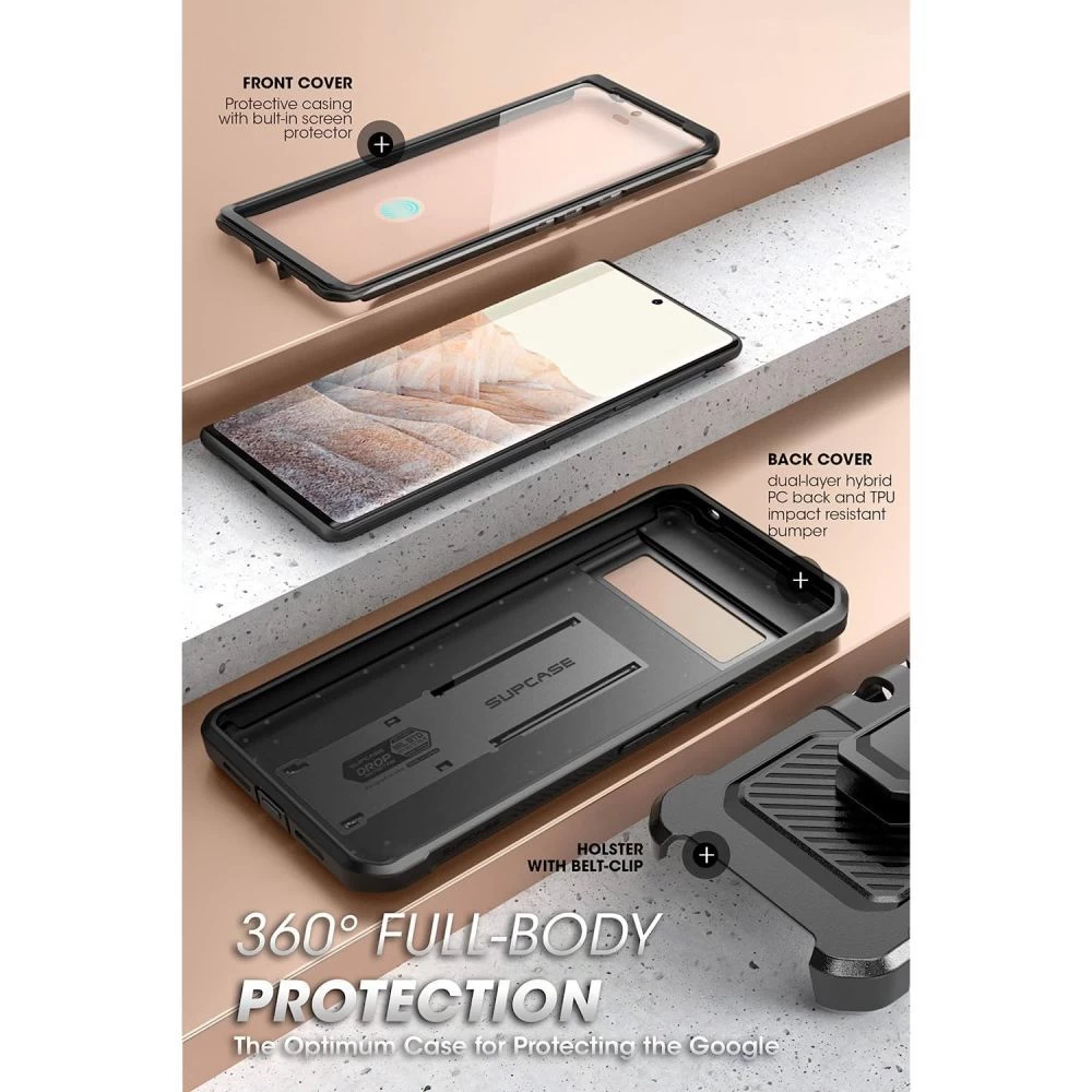 Google Pixel 7 Pro ümbris must SUPCASE UNICORN BEETLE PRO
