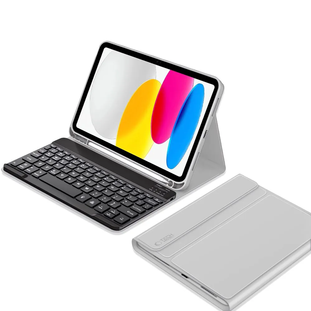 Apple iPad 10.9 10th Gen (2022) tablet case gray TECH-PROTECT SC PEN + KEYBOARD