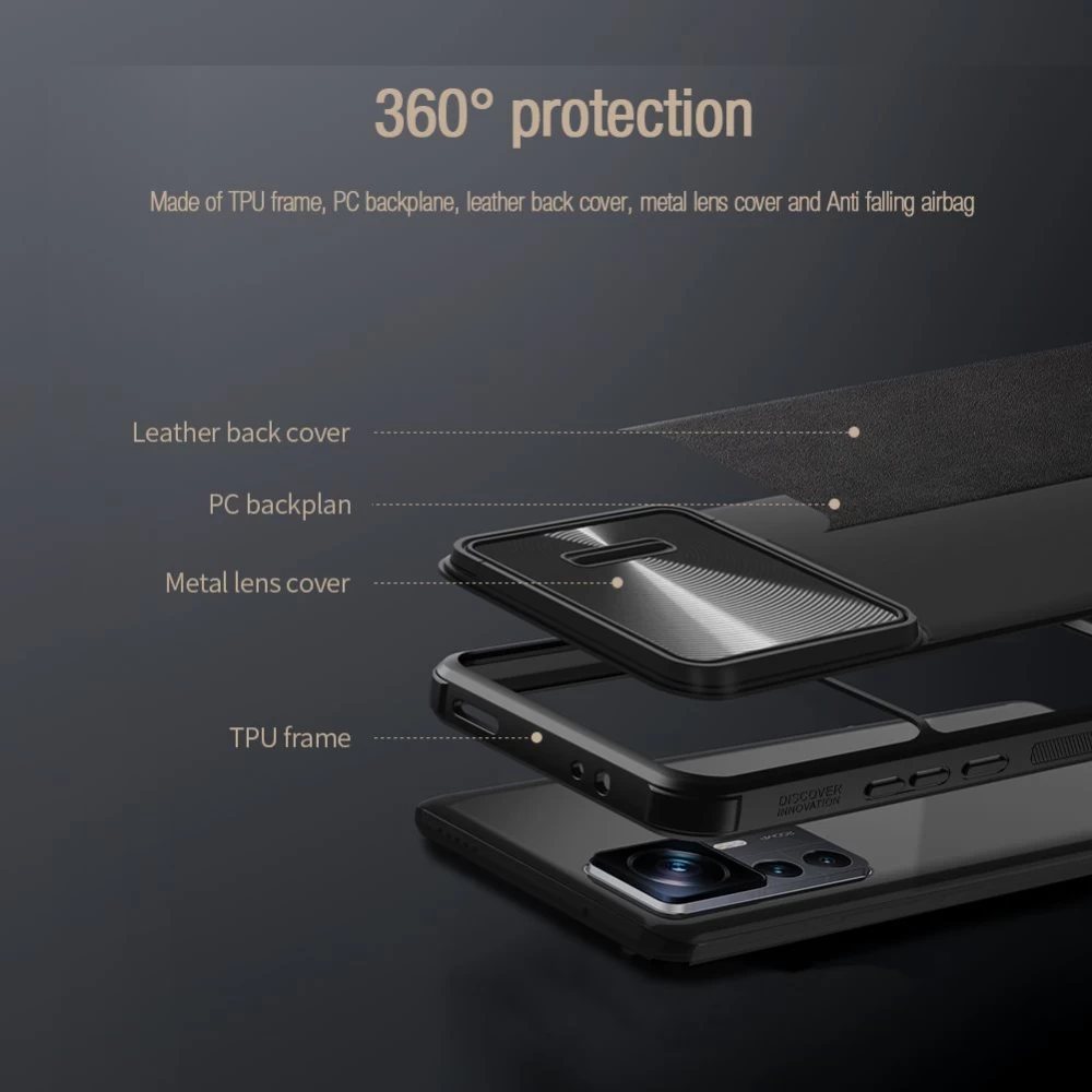 Xiaomi 12 12T Pro ümbris sinine NILLKIN CAMSHIELD S LEATHER