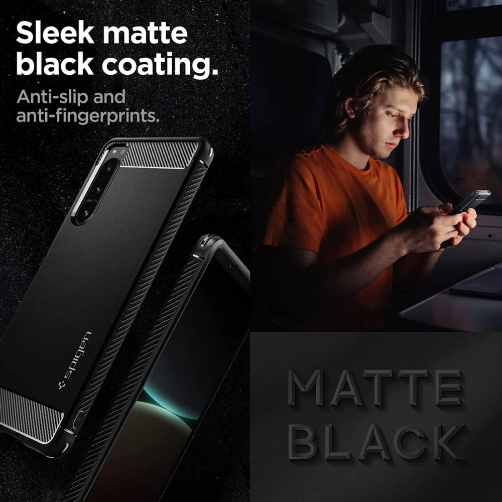Sony Xperia 5 IV suojakuori musta SPIGEN RUGGED ARMOR