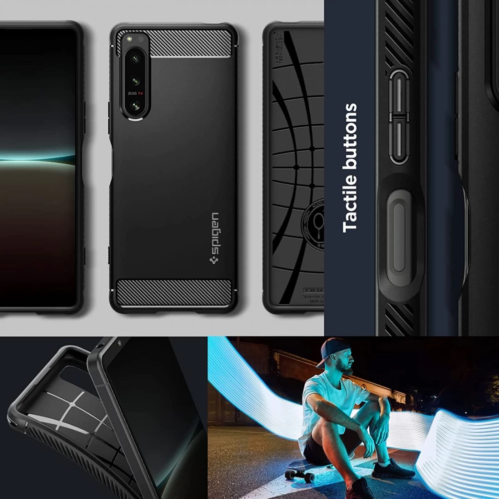 Sony Xperia 5 IV suojakuori musta SPIGEN RUGGED ARMOR
