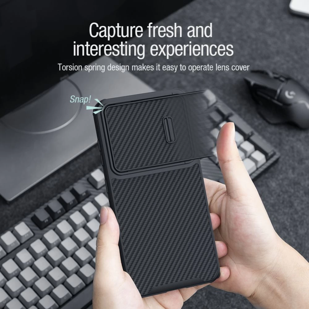 Samsung Galaxy S23 Plus dėklas Juoda NILLKIN SYNTHETIC FIBER S