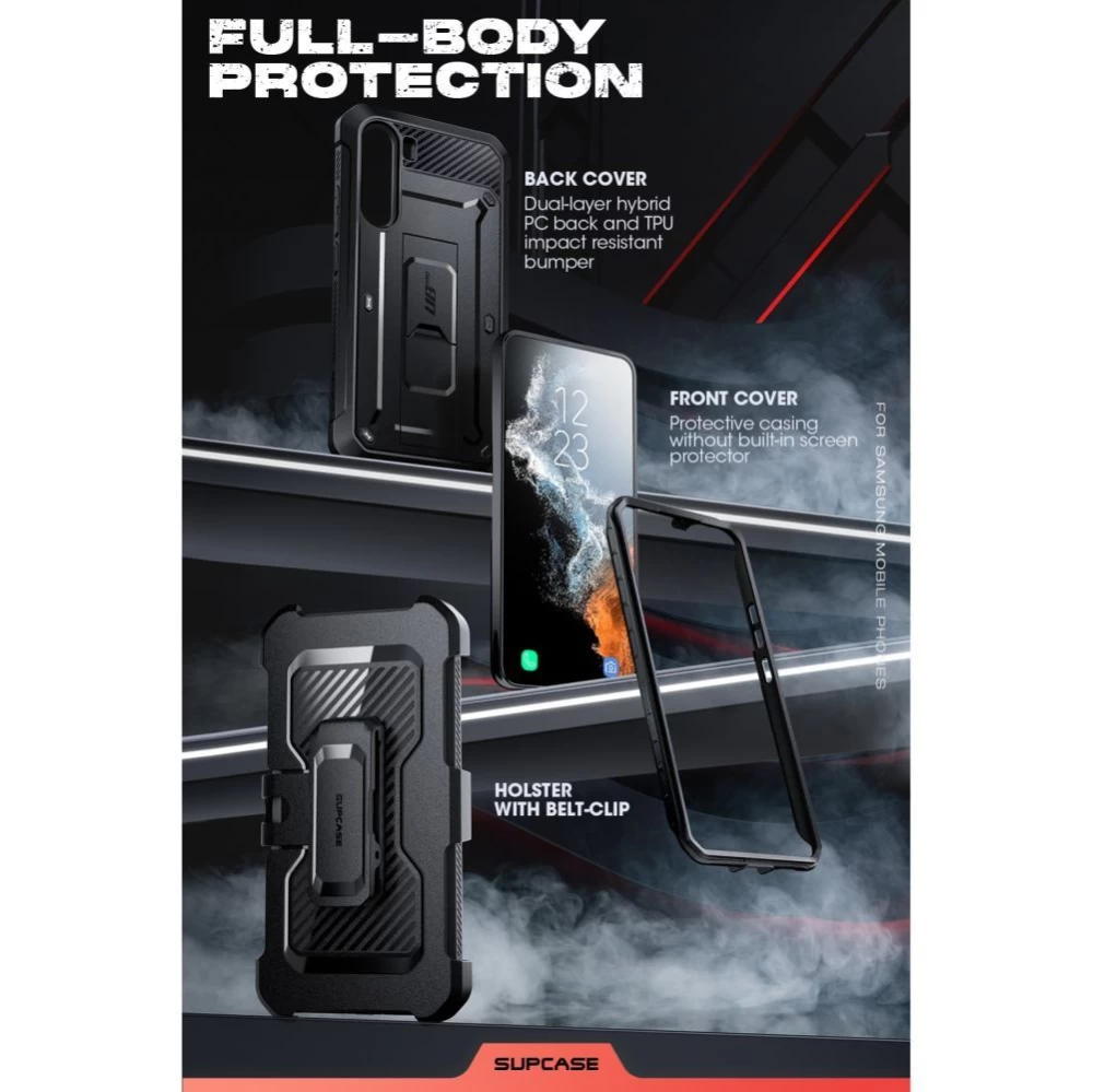 Samsung Galaxy S23 Plus dėklas Juoda SUPCASE UNICORN BEETLE PRO