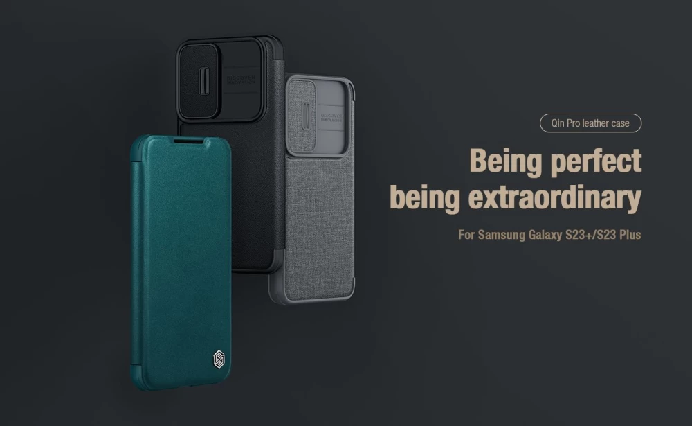 Samsung Galaxy S23 Plus dėklas pilkas NILLKIN QIN PRO LEATHER (CLOTH)