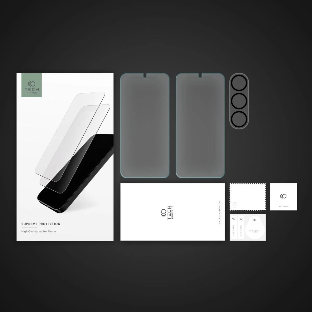 Samsung Galaxy S23 Plus apsauginis stiklas TECH-PROTECT SUPREME SET