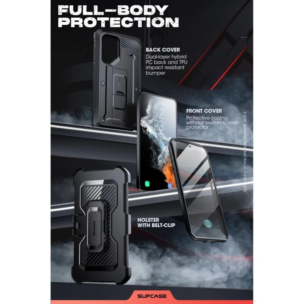 Samsung Galaxy S23 Ultra dėklas Juoda SUPCASE UNICORN BEETLE PRO 2-SET