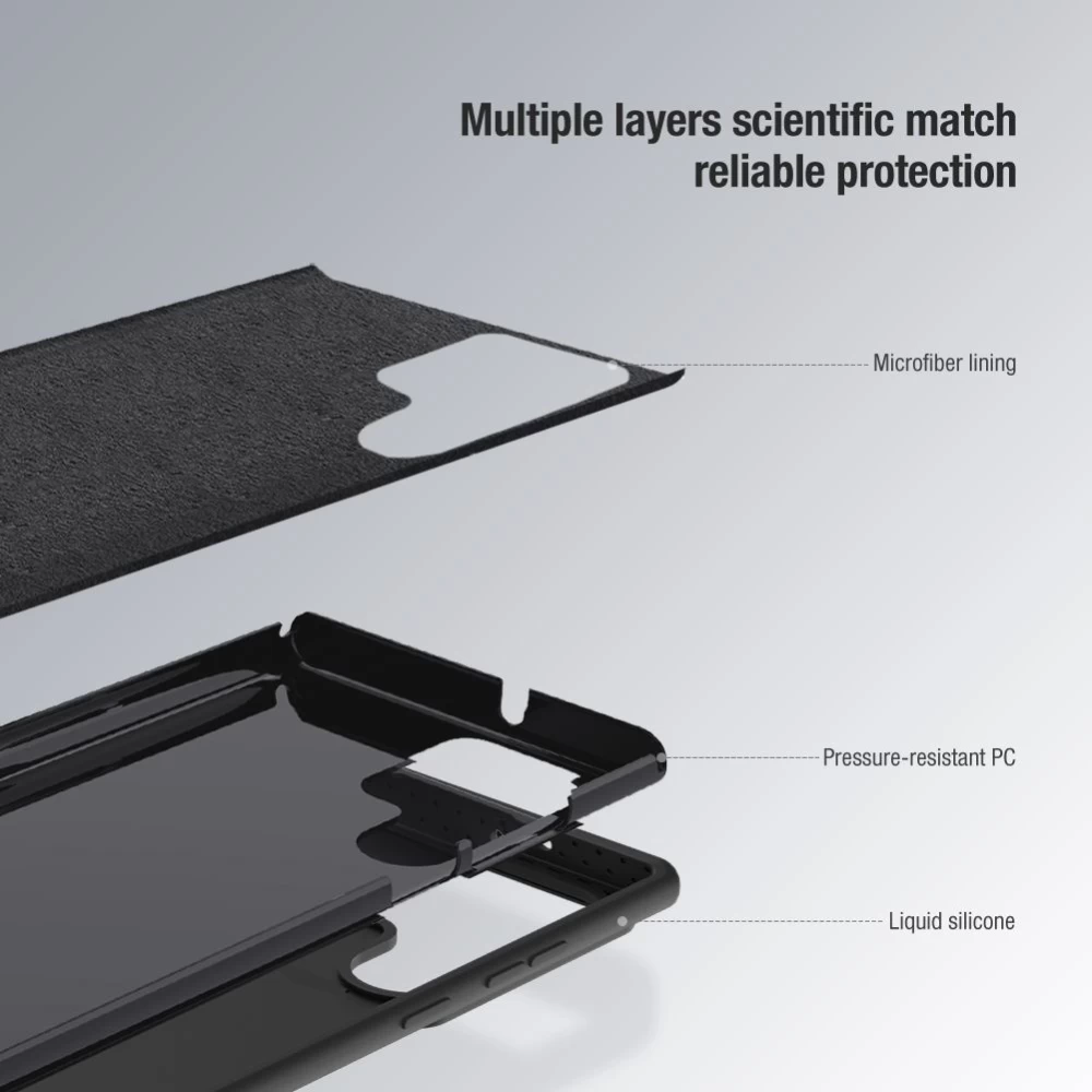 Samsung Galaxy S23 Ultra dėklas pilkas NILLKIN CAMSHIELD SILKY SILICONE