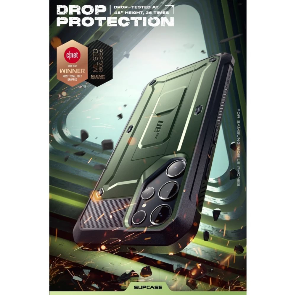 Samsung Galaxy S23 Ultra dėklas žalia SUPCASE UNICORN BEETLE PRO 2-SET