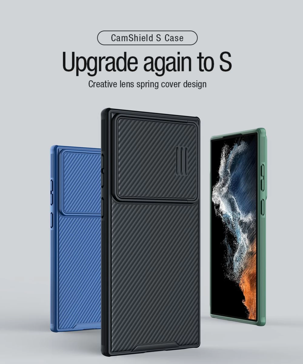 Samsung Galaxy S23 Ultra dėklas mėlyna NILLKIN CAMSHIELD S