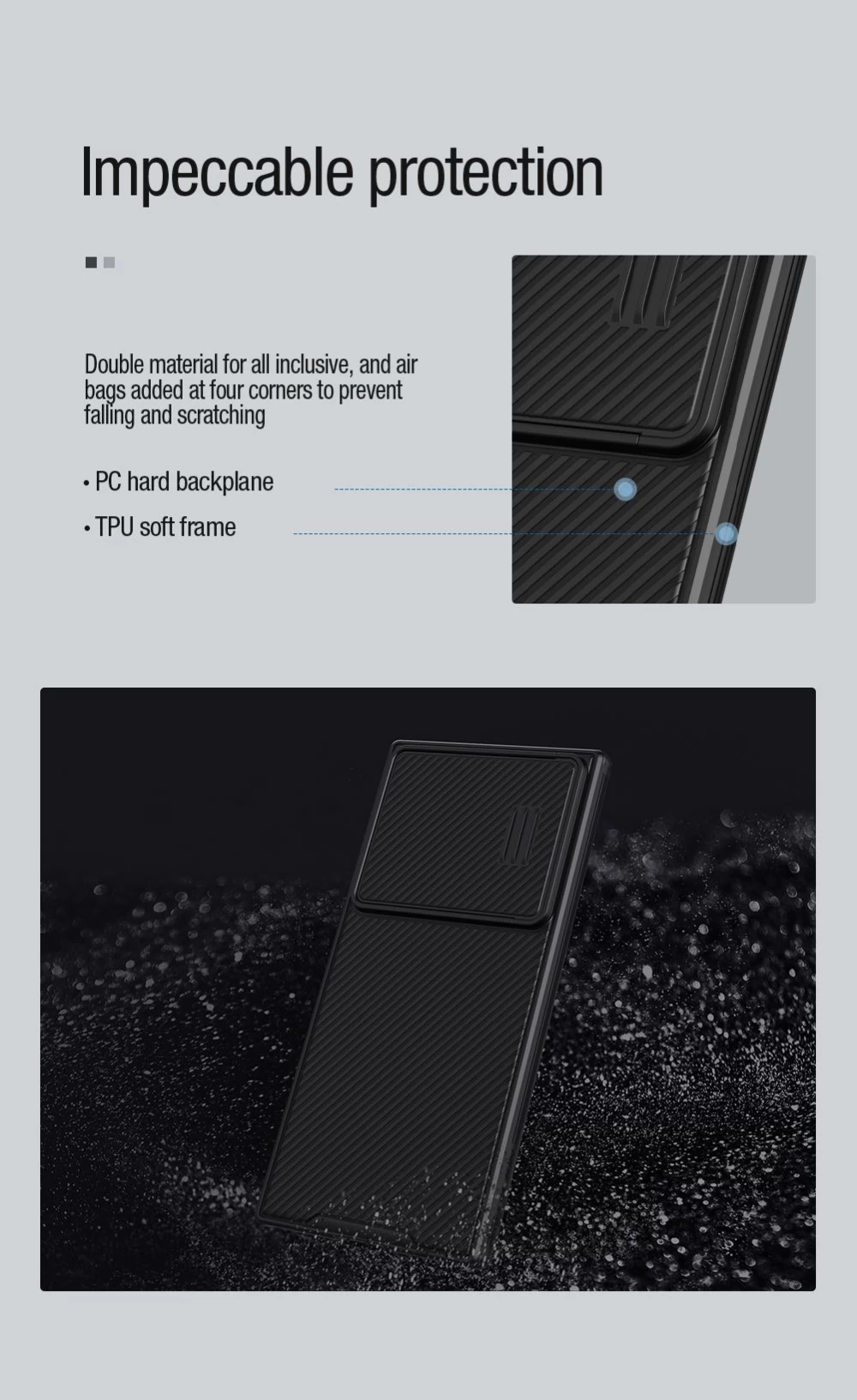 Samsung Galaxy S23 Ultra dėklas mėlyna NILLKIN CAMSHIELD S