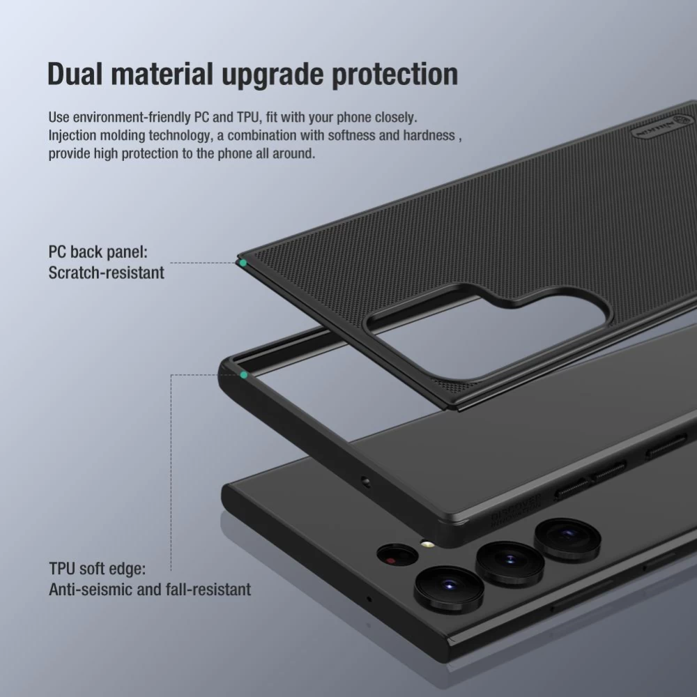 Samsung Galaxy S23 Ultra dėklas mėlyna NILLKIN SUPER FROSTED SHIELD PRO