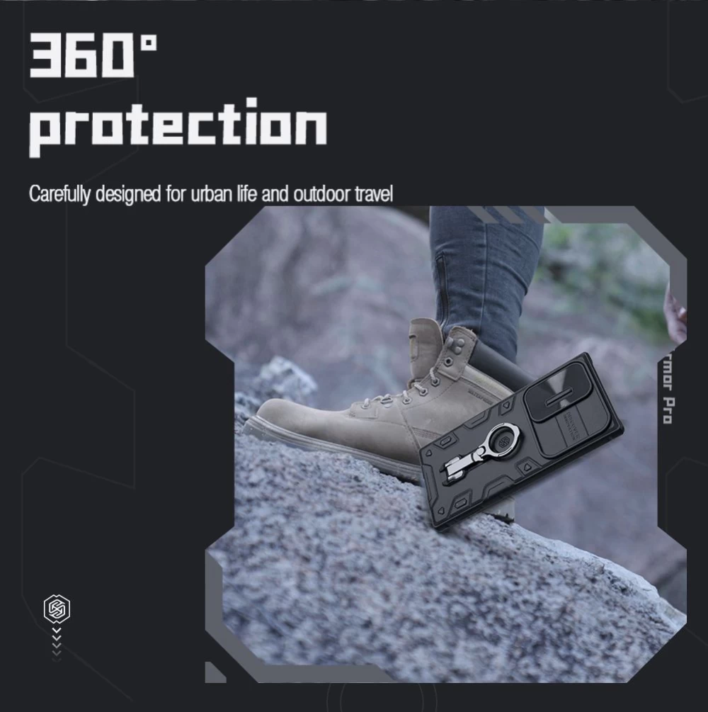 Samsung Galaxy S23 Ultra dėklas mėlyna NILLKIN CAMSHIELD ARMOR PRO