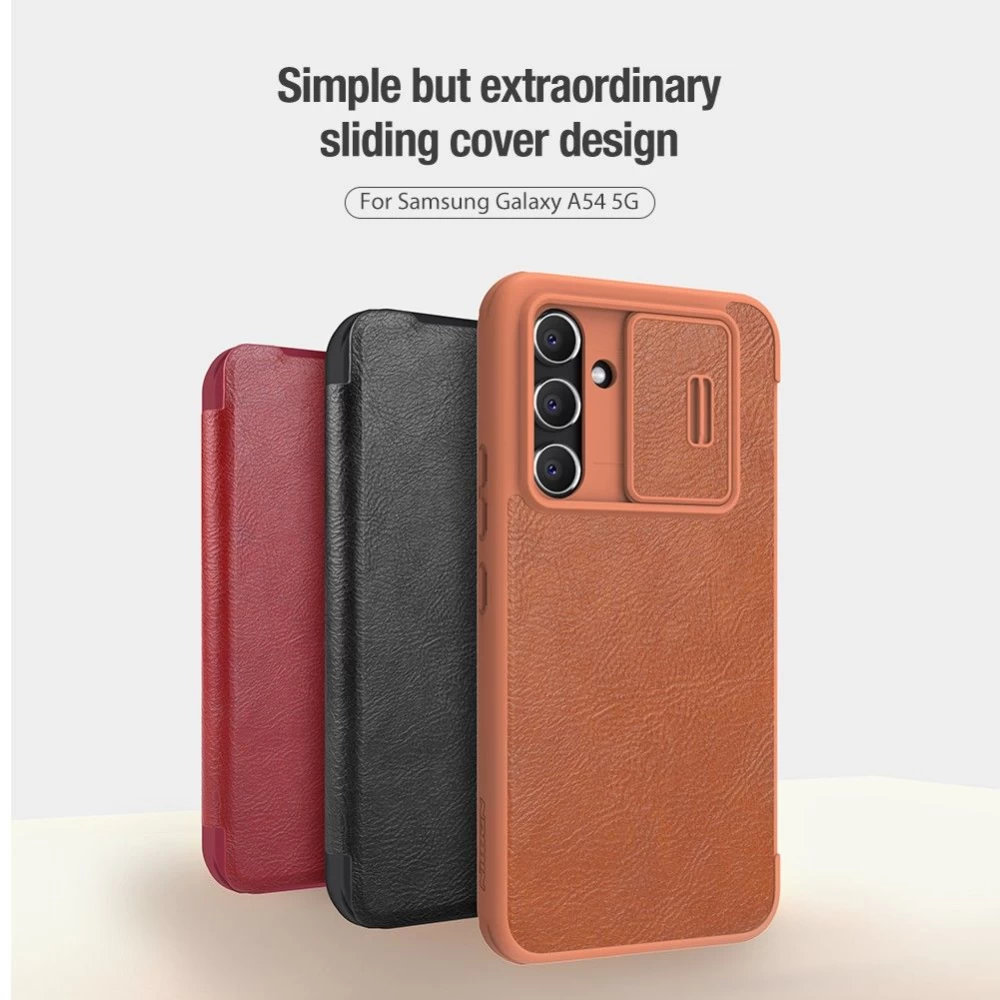 Samsung Galaxy A54 5G dėklas raudonas NILLKIN QIN PRO LEATHER
