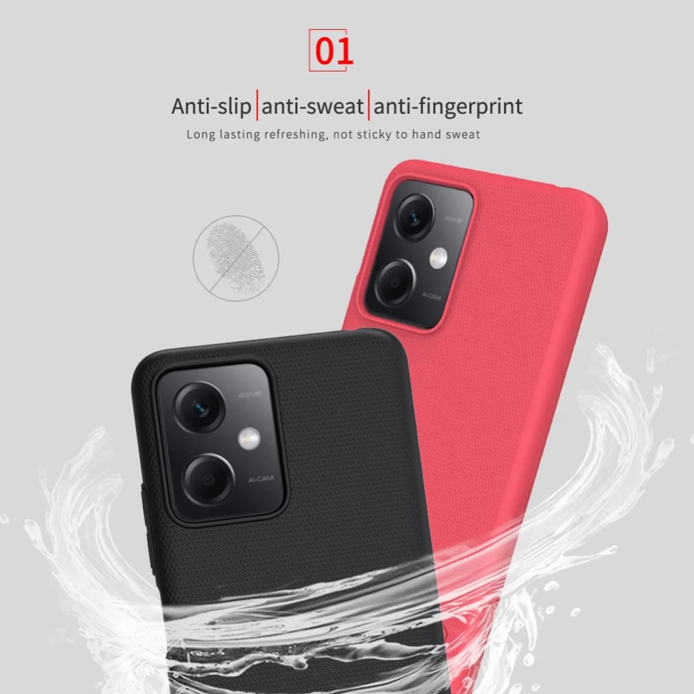 Xiaomi Poco X5 5G case red NILLKIN SUPER FROSTED SHIELD