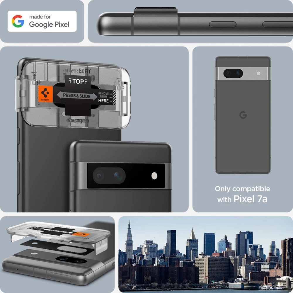 Google Pixel 7A skärmskydd  SPIGEN OPTIK.TR ”EZ FIT” CAMERA PROTECTOR 2-PACK