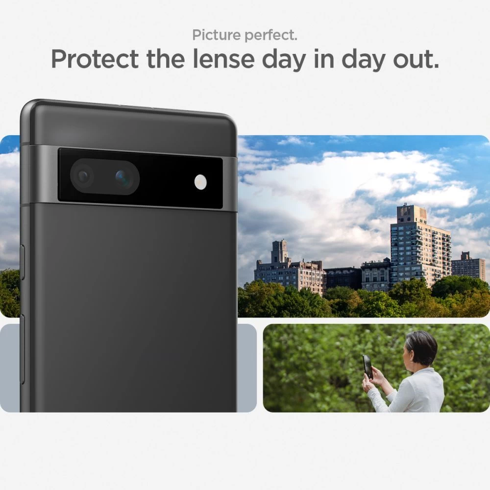 Google Pixel 7A skärmskydd  SPIGEN OPTIK.TR ”EZ FIT” CAMERA PROTECTOR 2-PACK