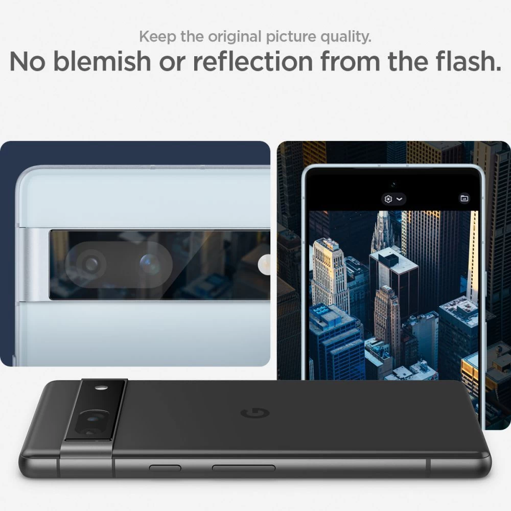 Google Pixel 7A skärmskydd  SPIGEN OPTIK.TR ”EZ FIT” CAMERA PROTECTOR 2-PACK