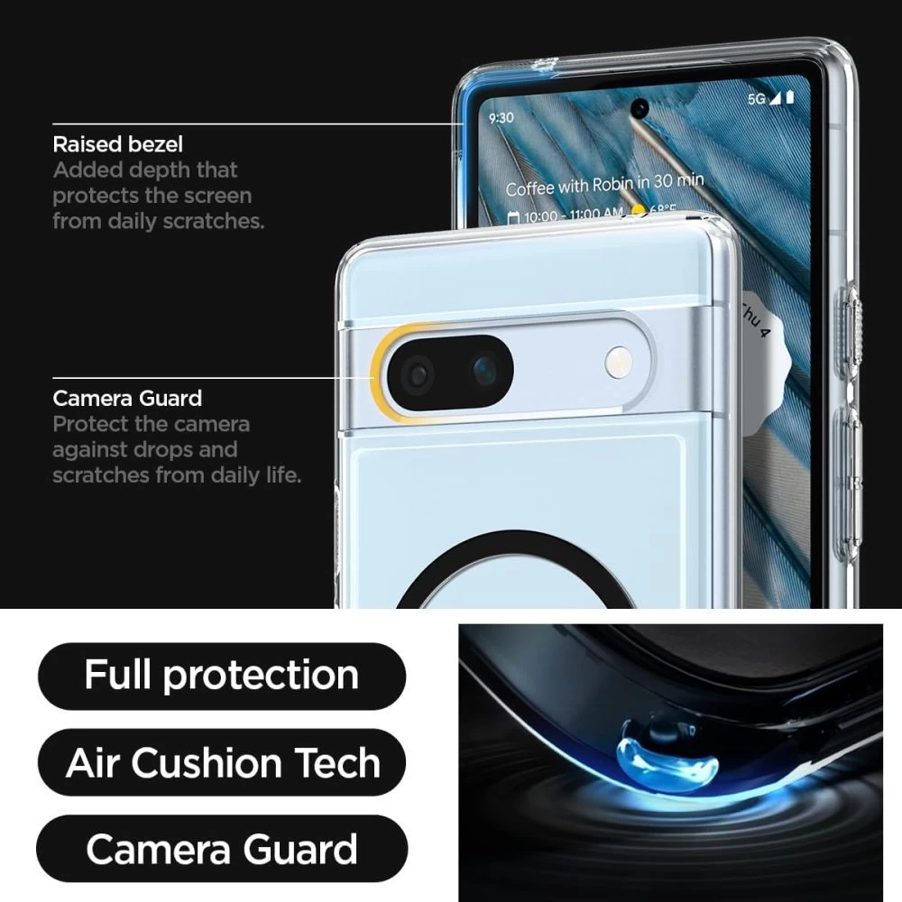 Google Pixel 7A vāciņš melns SPIGEN ULTRA HYBRID ONETAP RING MAGSAFE