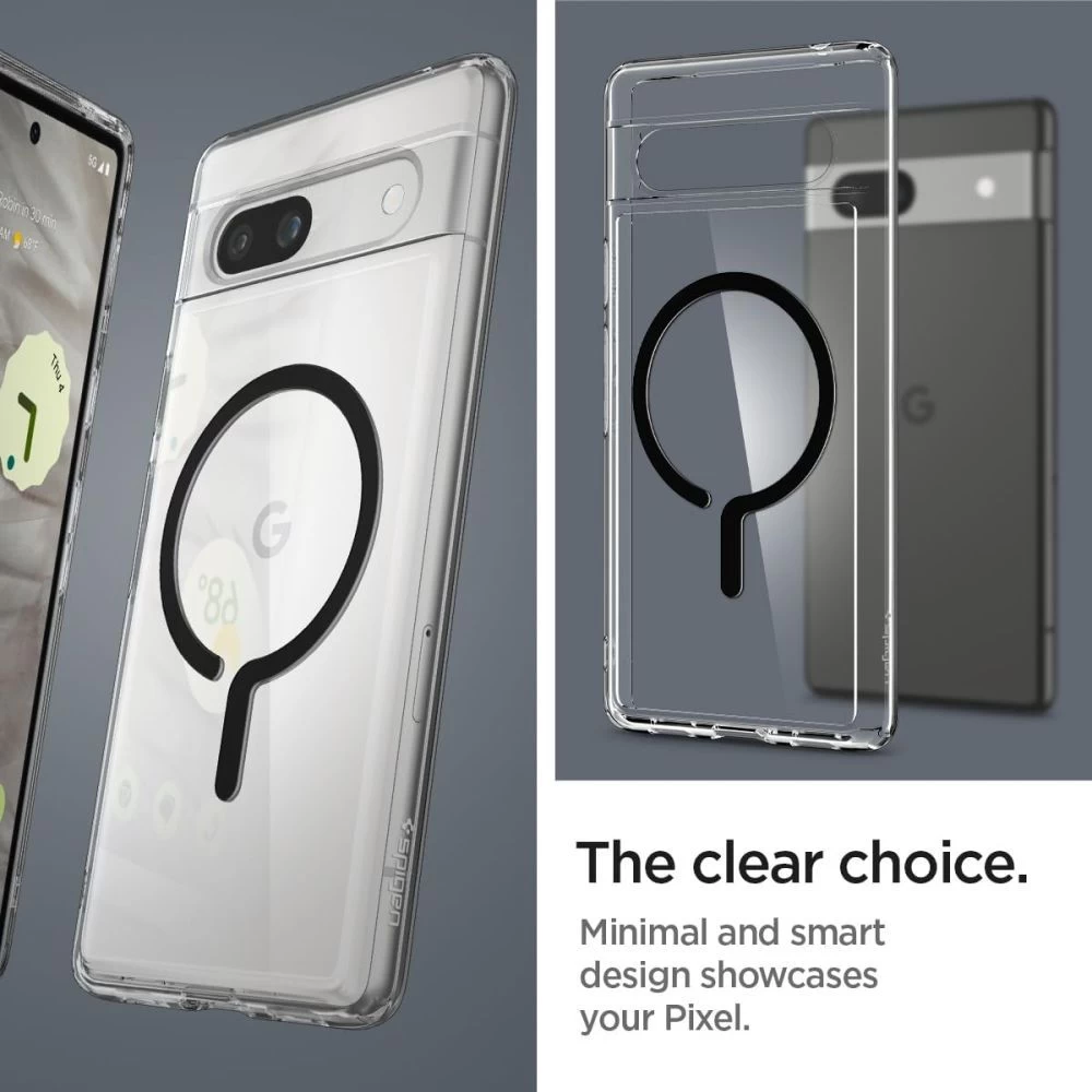 Google Pixel 7A vāciņš melns SPIGEN ULTRA HYBRID ONETAP RING MAGSAFE