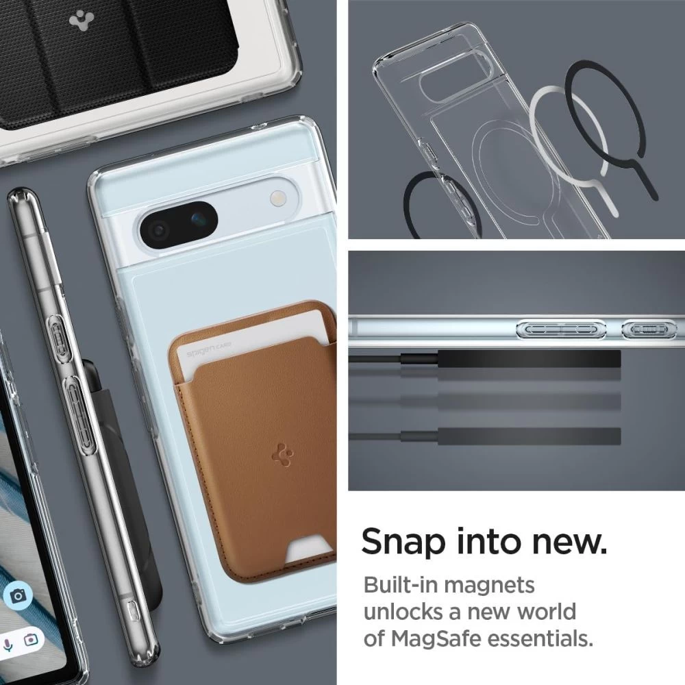 Google Pixel 7A vāciņš melns SPIGEN ULTRA HYBRID ONETAP RING MAGSAFE