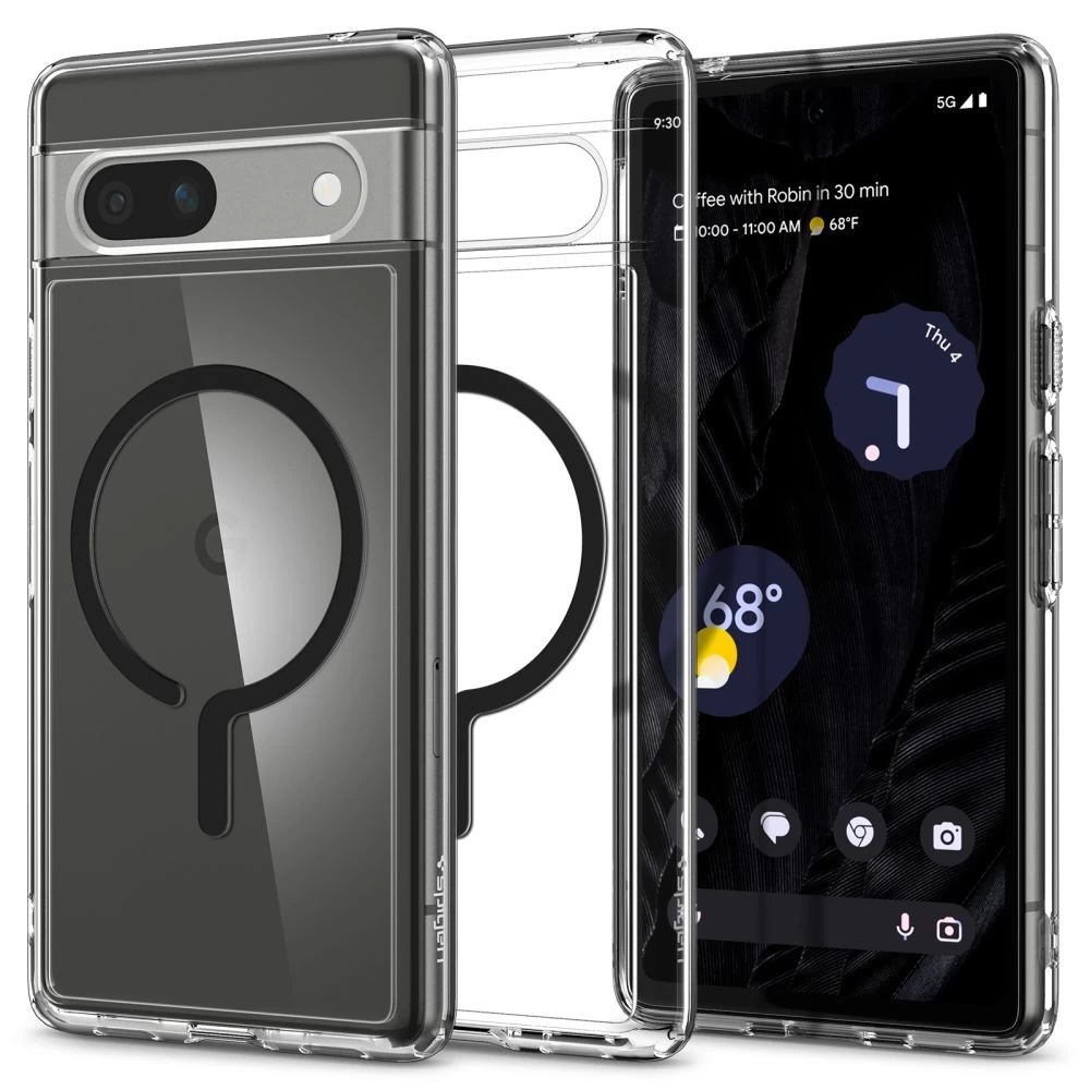 Google Pixel 7A vāciņš melns SPIGEN ULTRA HYBRID ONETAP RING MAGSAFE