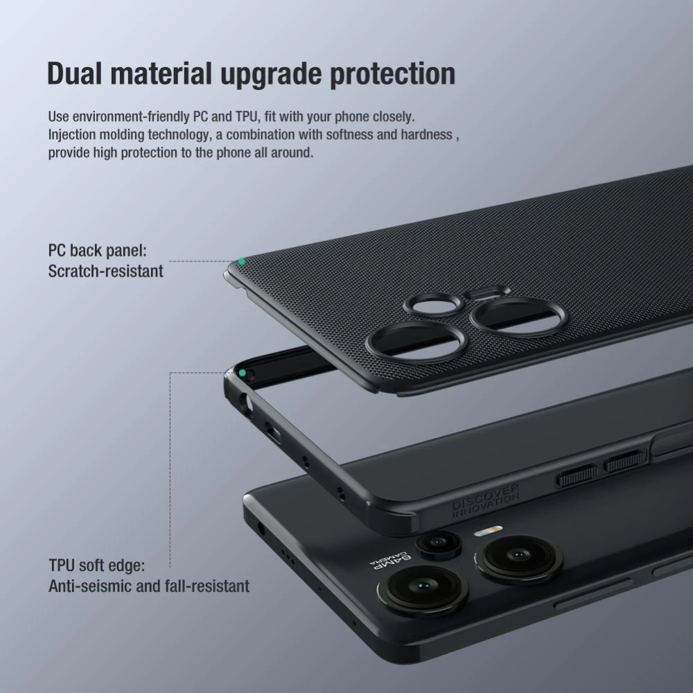 Xiaomi RedMi Note 12 Turbo dėklas Juoda NILLKIN SUPER FROSTED SHIELD PRO Redmi