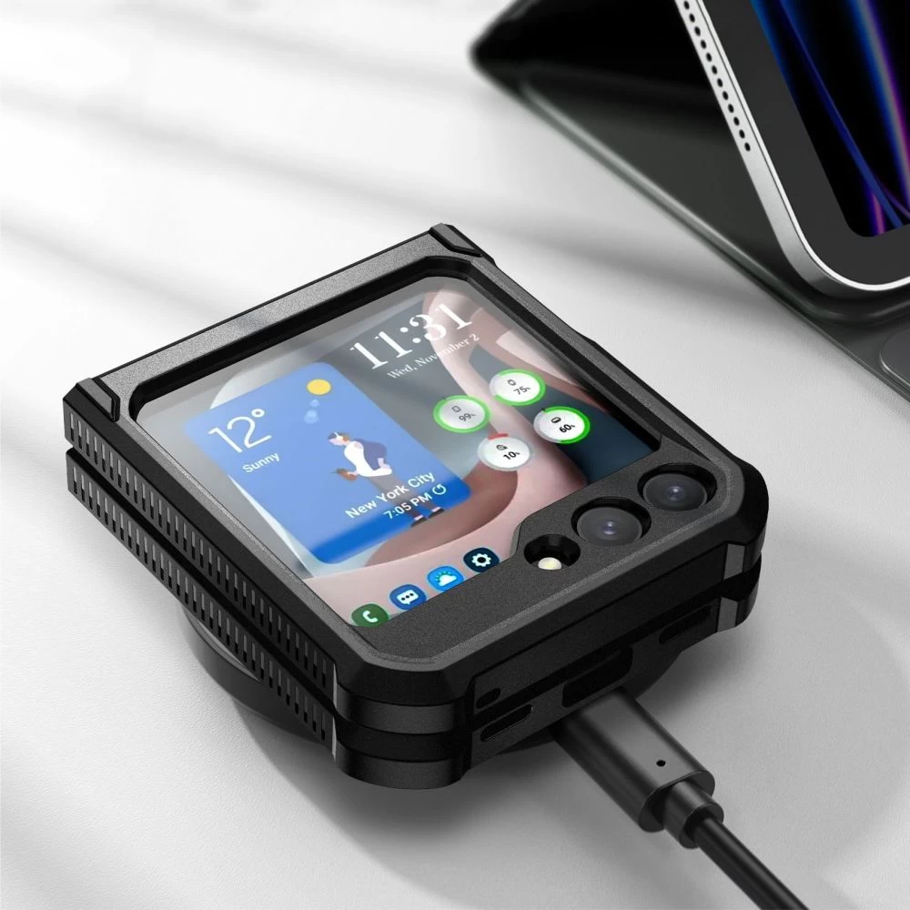 Samsung Galaxy Z Flip 5 suojakuori musta TECH-PROTECT KEVLAR PRO
