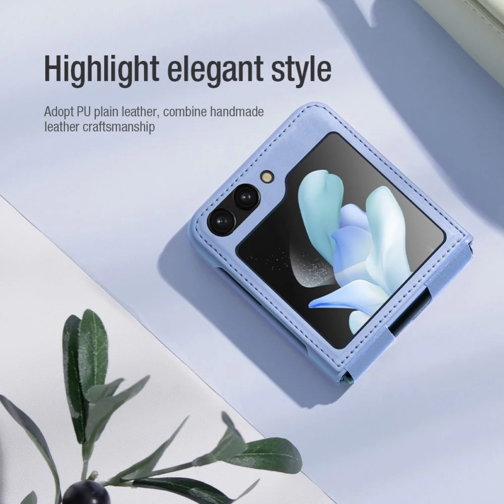 Samsung Galaxy Z Flip 5 suojakotelo musta NILLKIN QIN LEATHER (VEGAN LEATHER)
