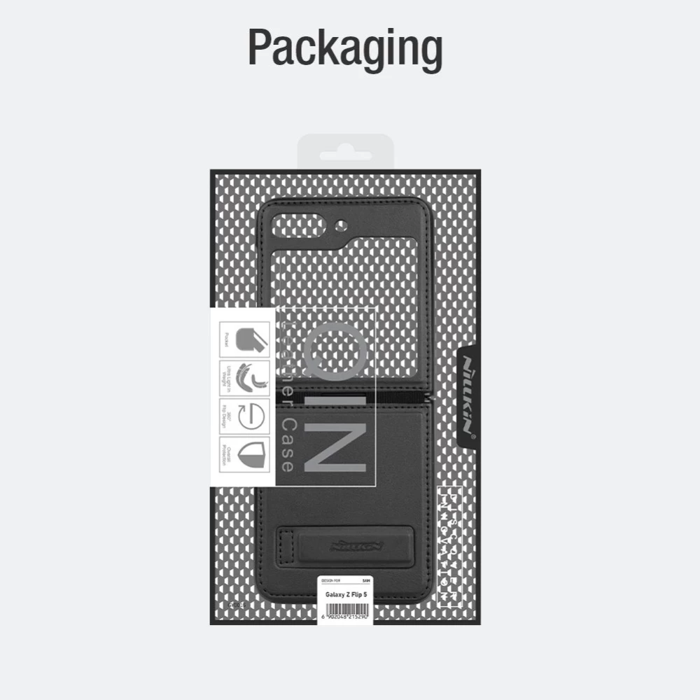 Samsung Galaxy Z Flip 5 suojakotelo vihreä NILLKIN QIN LEATHER (VEGAN LEATHER)