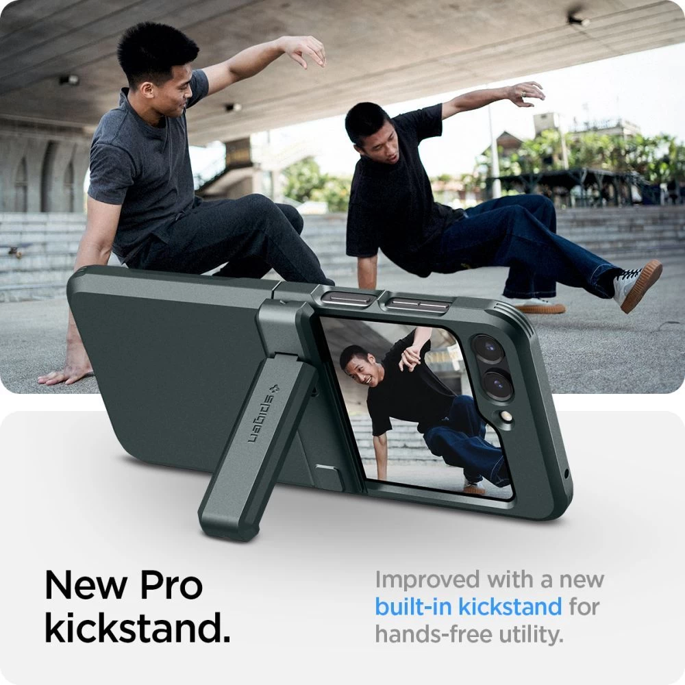 Samsung Galaxy Z Flip 5 dėklas žalia SPIGEN TOUGH ARMOR PRO
