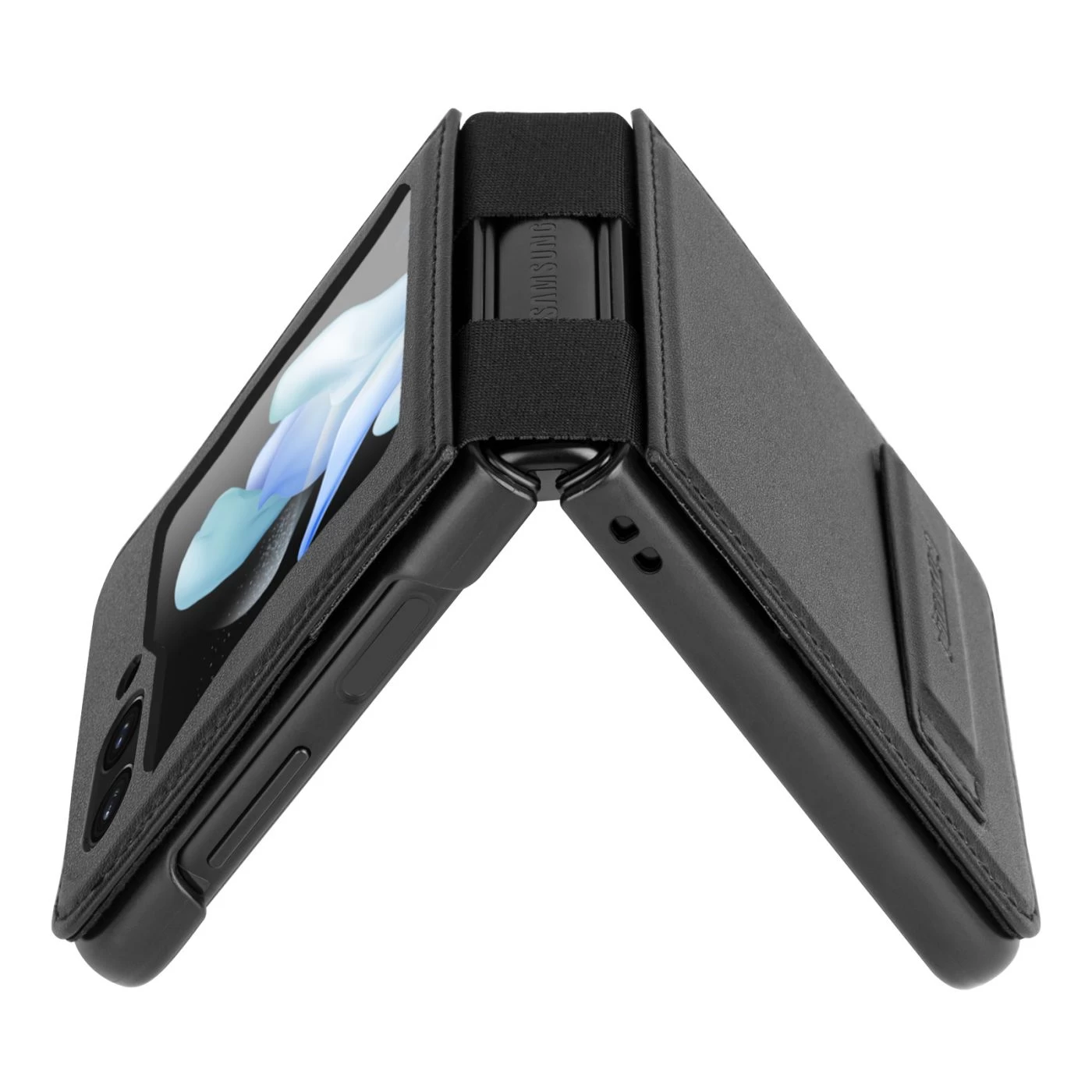 Samsung Galaxy Z Flip 5 suojakotelo musta NILLKIN QIN LEATHER (VEGAN LEATHER)