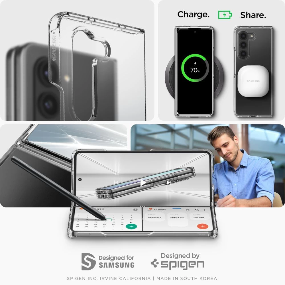 Samsung Galaxy Z Fold 5 dėklas skaidrus SPIGEN ULTRA HYBRID