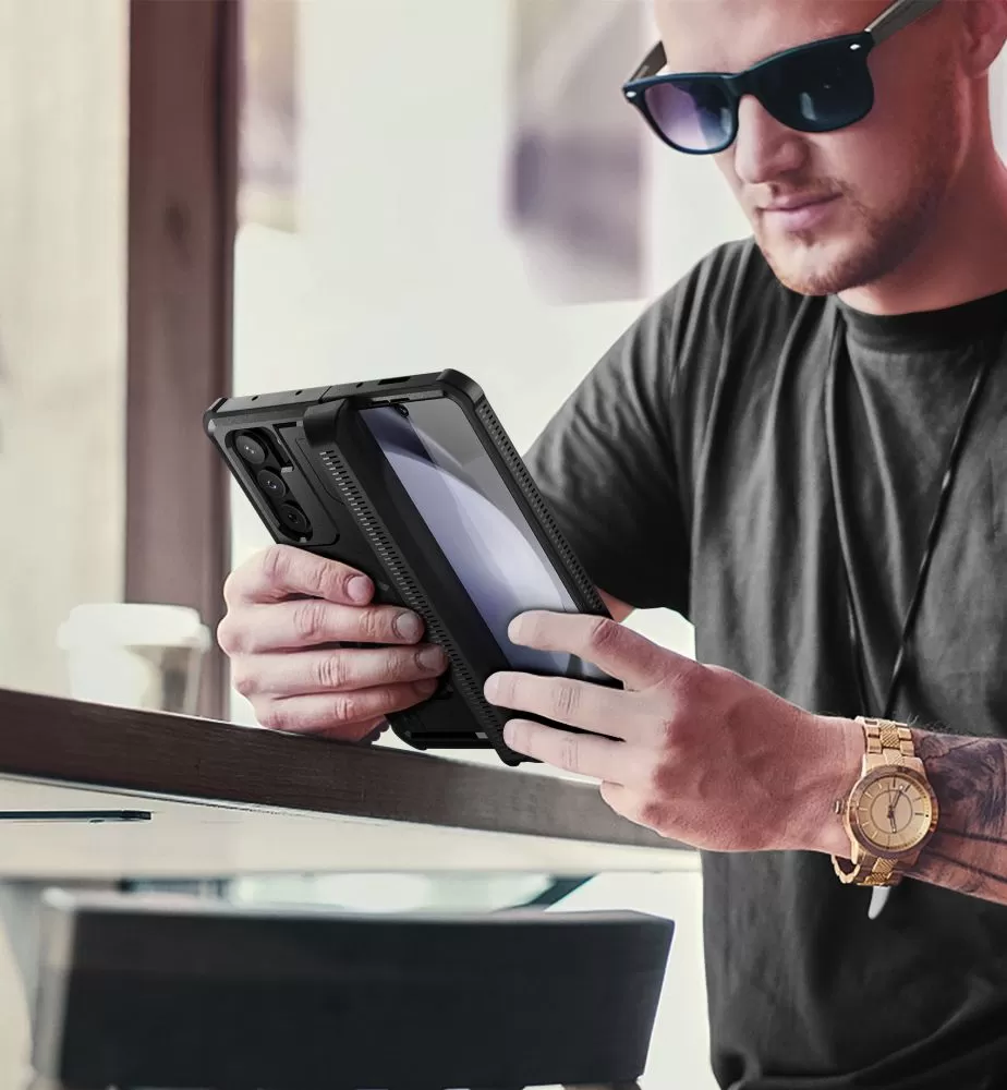Samsung Galaxy Z Fold 5 vāciņš melns TECH-PROTECT KEVLAR PRO PEN