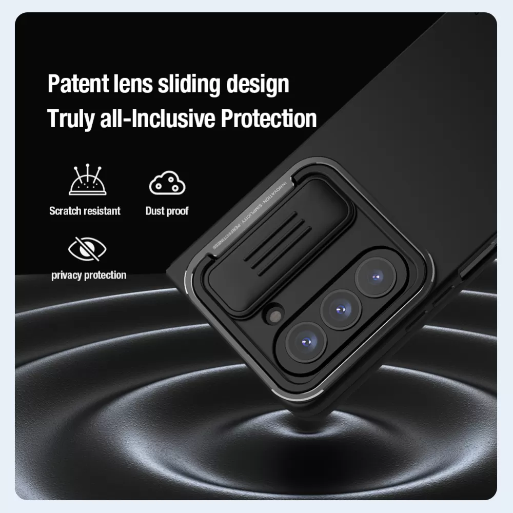 Samsung Galaxy Z Fold 5 vāciņš melns NILLKIN CAMSHIELD SILKY SILICONE (BRACKET VERSION)