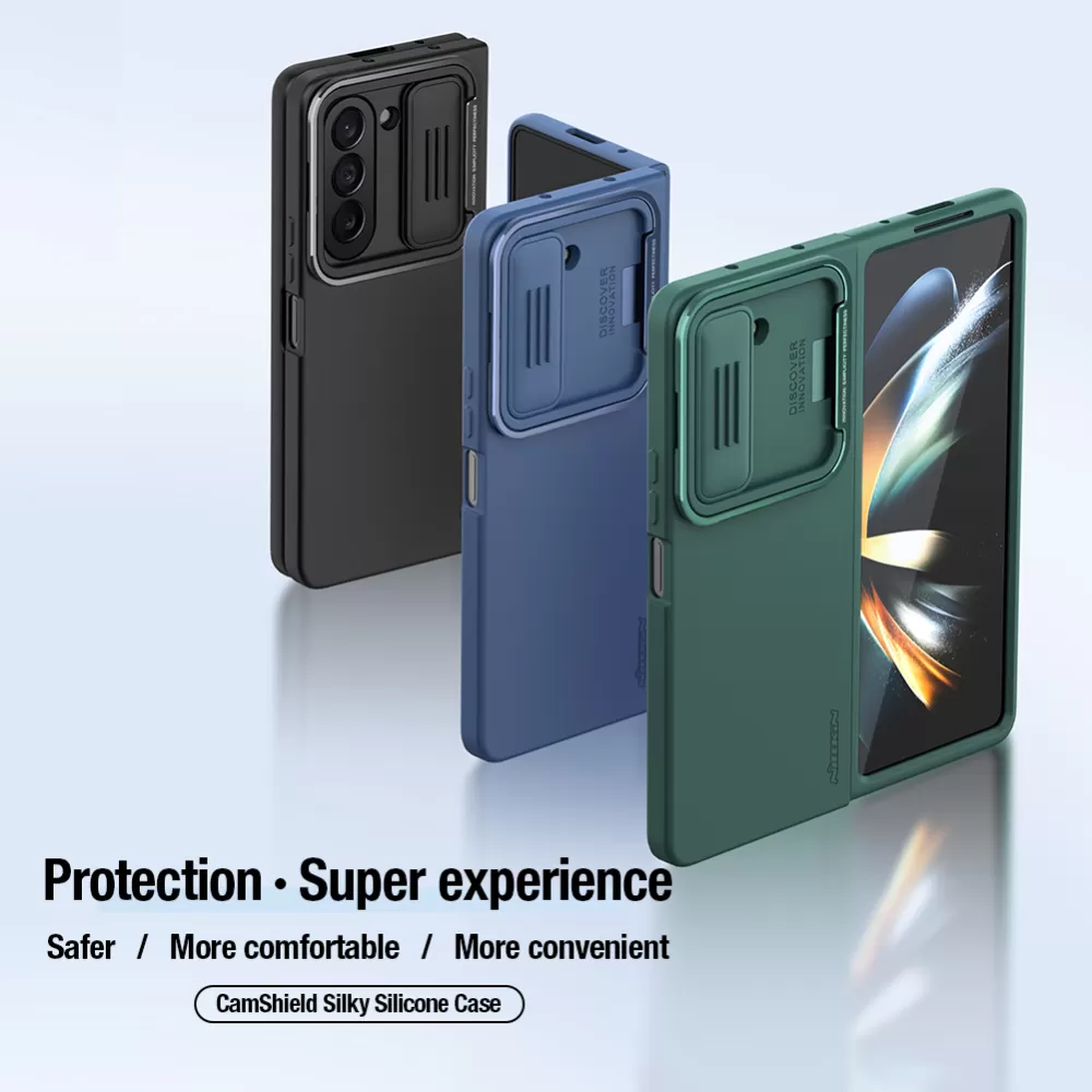 Samsung Galaxy Z Fold 5 vāciņš zaļš NILLKIN CAMSHIELD SILKY SILICONE (BRACKET VERSION)