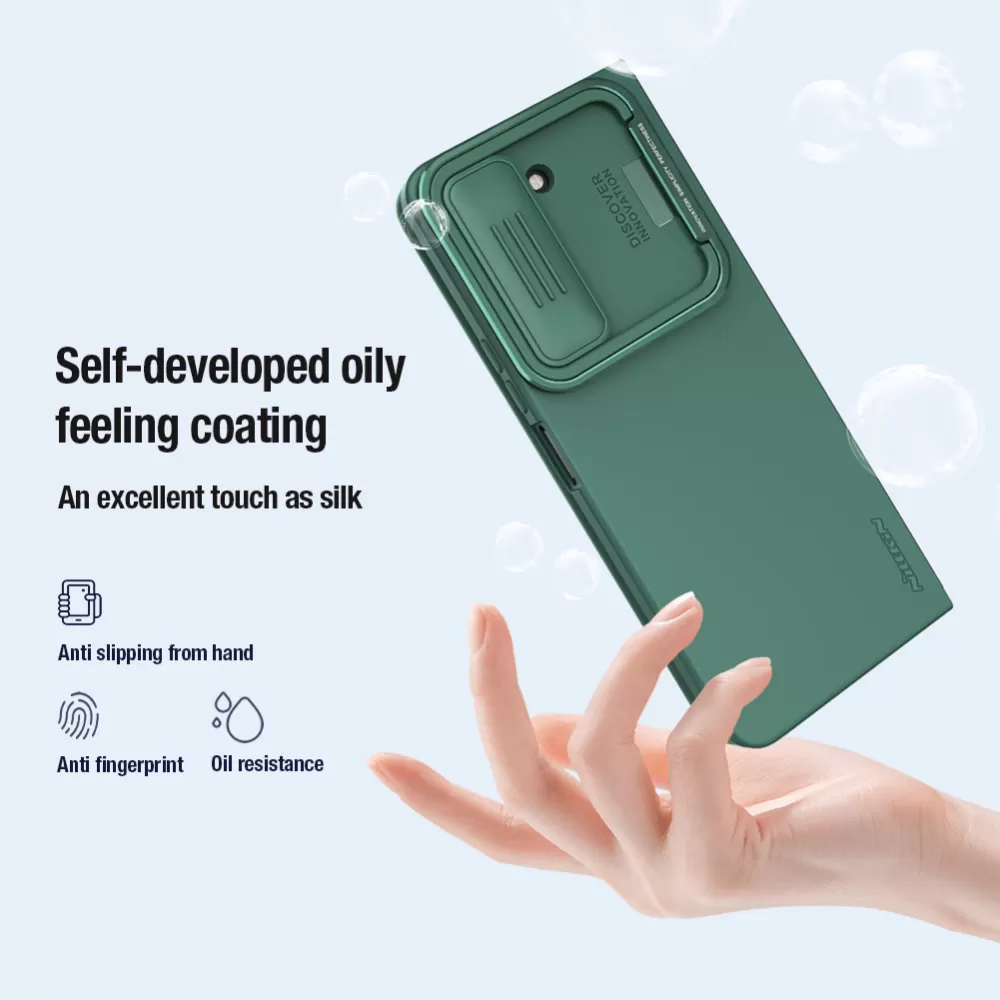 Samsung Galaxy Z Fold 5 vāciņš zaļš NILLKIN CAMSHIELD SILKY SILICONE (BRACKET VERSION)