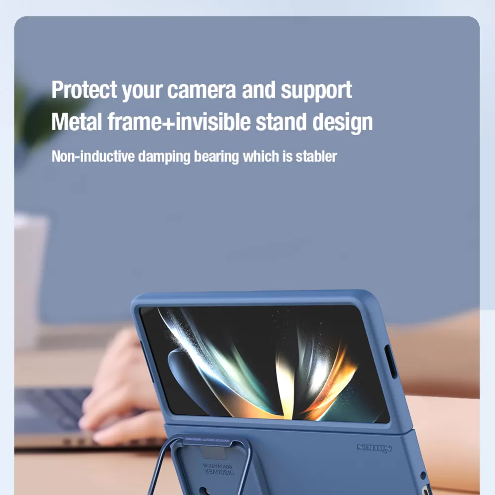 Samsung Galaxy Z Fold 5 vāciņš zaļš NILLKIN CAMSHIELD SILKY SILICONE (BRACKET VERSION)