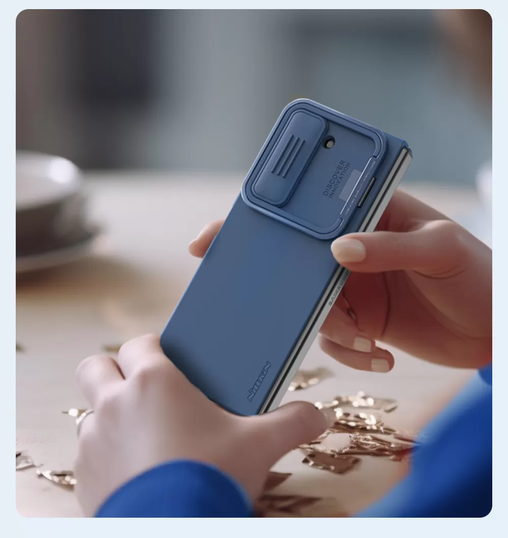 Samsung Galaxy Z Fold 5 vāciņš zaļš NILLKIN CAMSHIELD SILKY SILICONE (BRACKET VERSION)
