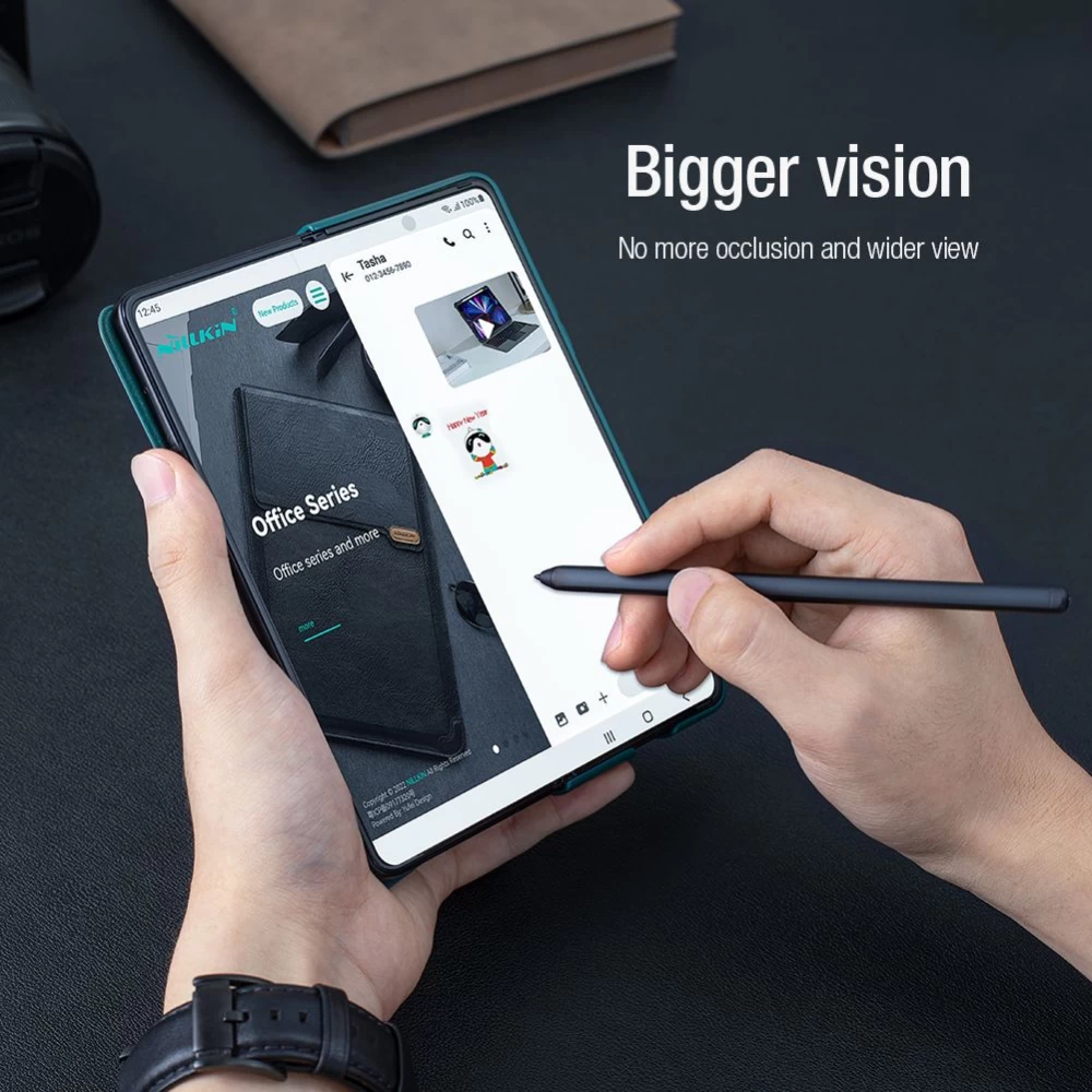Samsung Galaxy Z Fold 5 fodral gyllene NILLKIN QIN PRO LEATHER