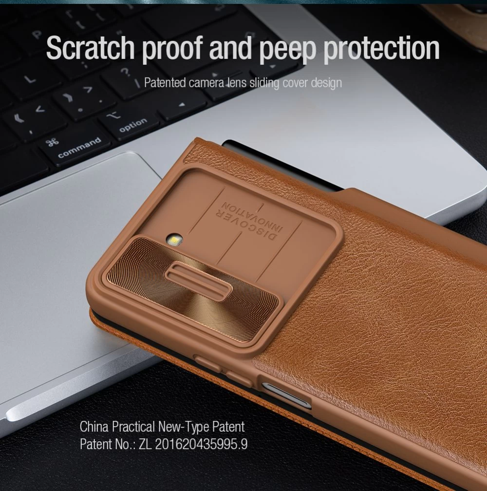 Samsung Galaxy Z Fold 5 fodral gyllene NILLKIN QIN PRO LEATHER