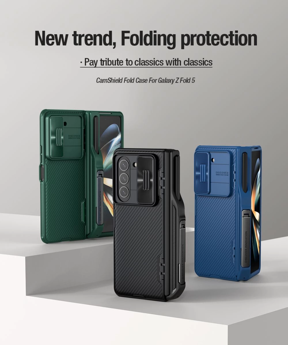 Samsung Galaxy Z Fold 5 skal blå NILLKIN CAMSHIELD FOLD (PEN HOLDER VERSION)