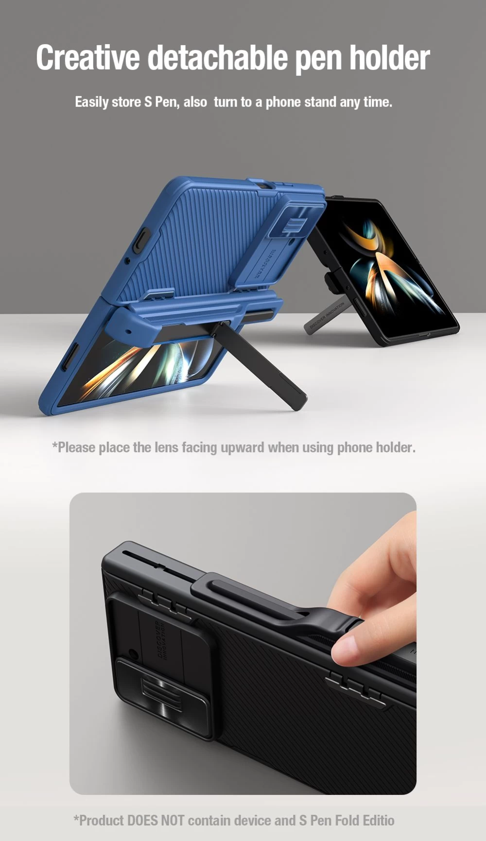Samsung Galaxy Z Fold 5 skal blå NILLKIN CAMSHIELD FOLD (PEN HOLDER VERSION)