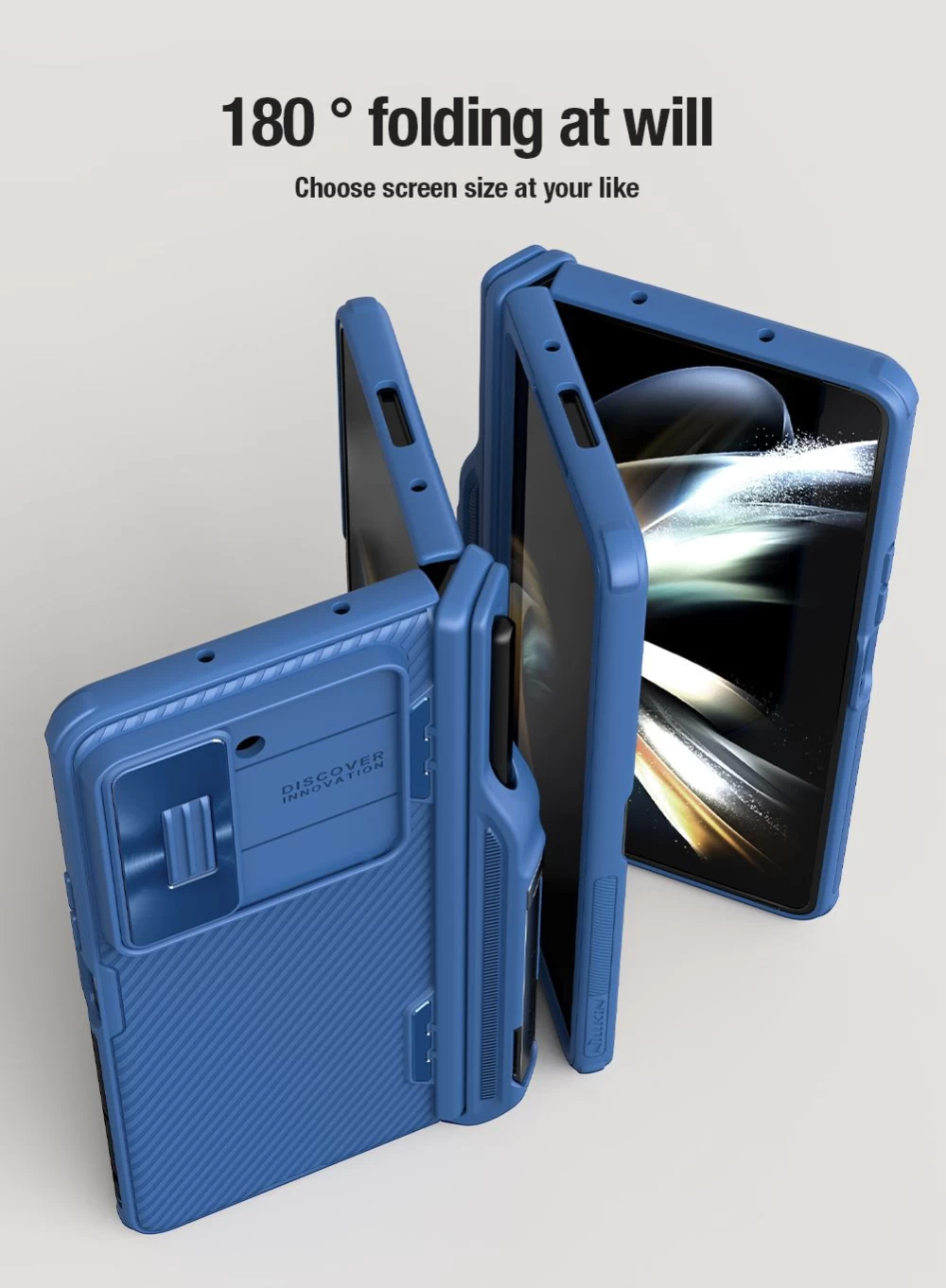 Samsung Galaxy Z Fold 5 skal blå NILLKIN CAMSHIELD FOLD (PEN HOLDER VERSION)