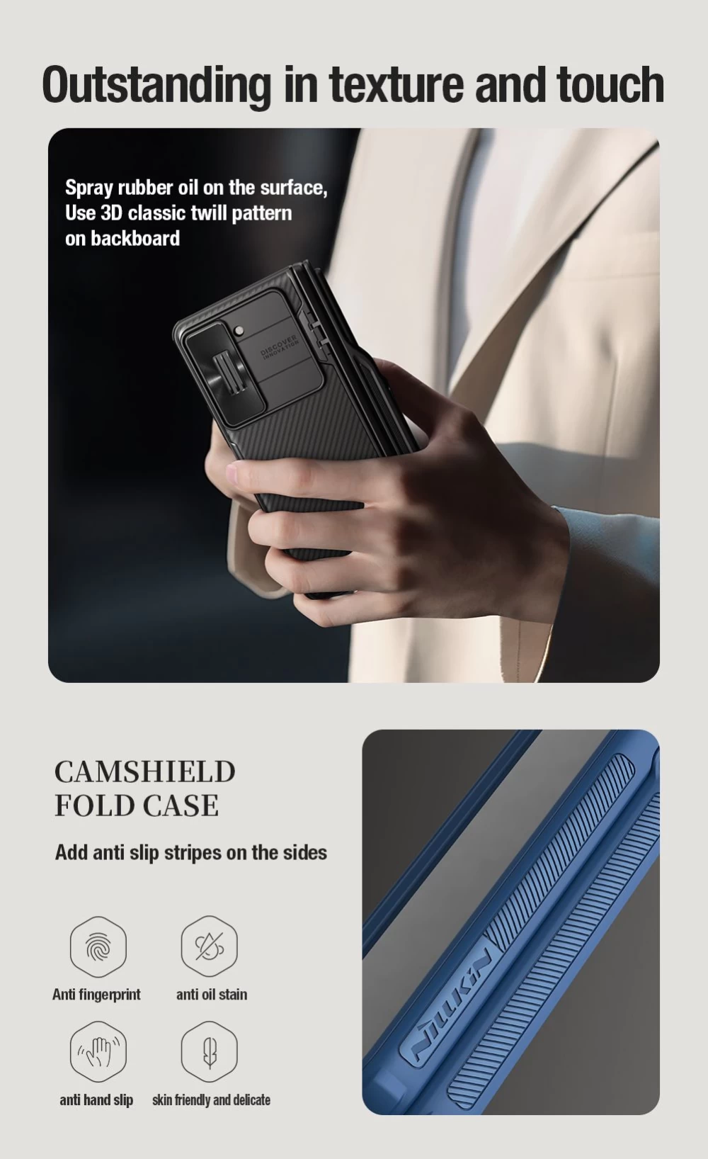 Samsung Galaxy Z Fold 5 skal blå NILLKIN CAMSHIELD FOLD (PEN HOLDER VERSION)