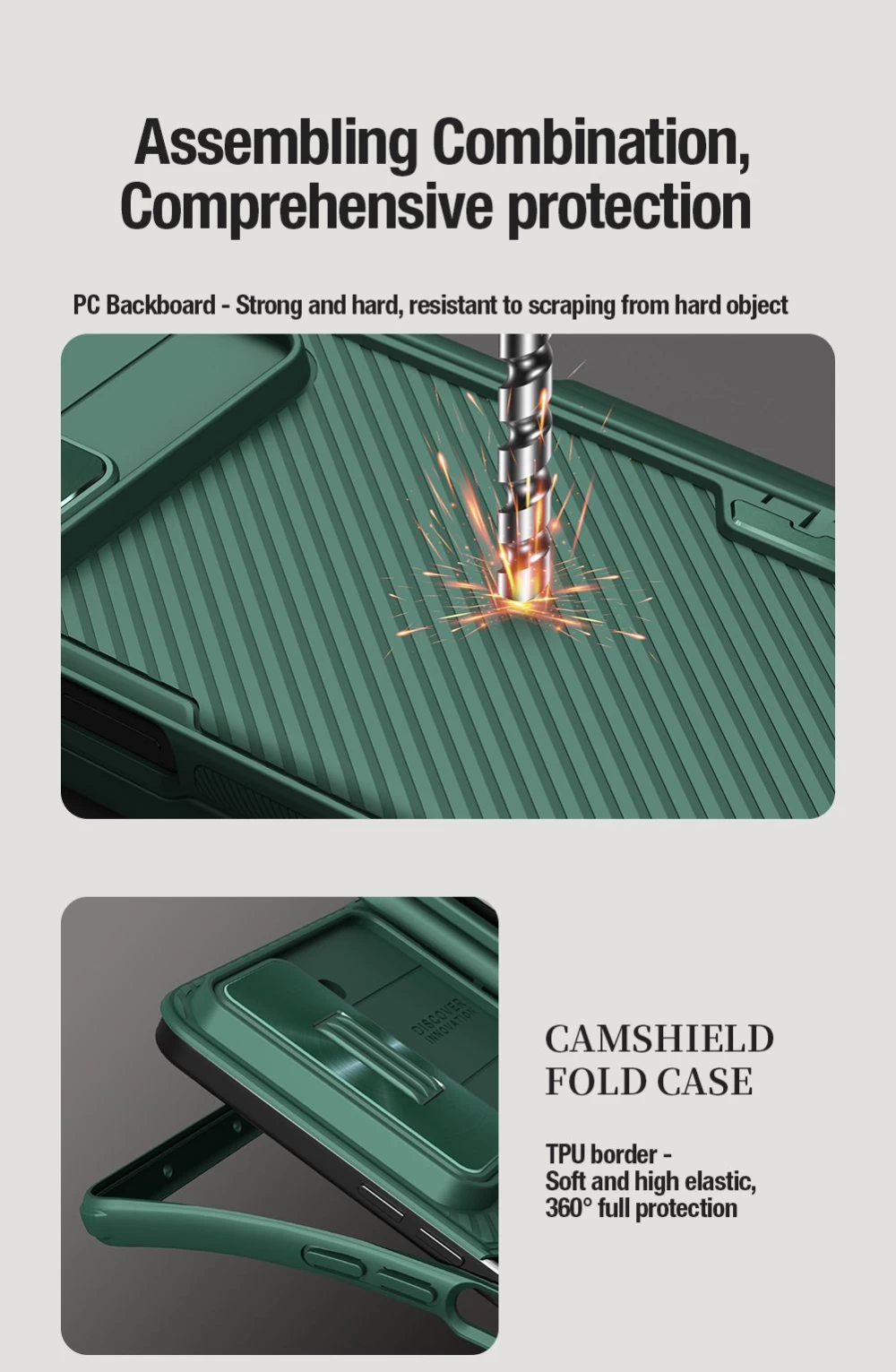 Samsung Galaxy Z Fold 5 skal blå NILLKIN CAMSHIELD FOLD (BRACKET VERSION)