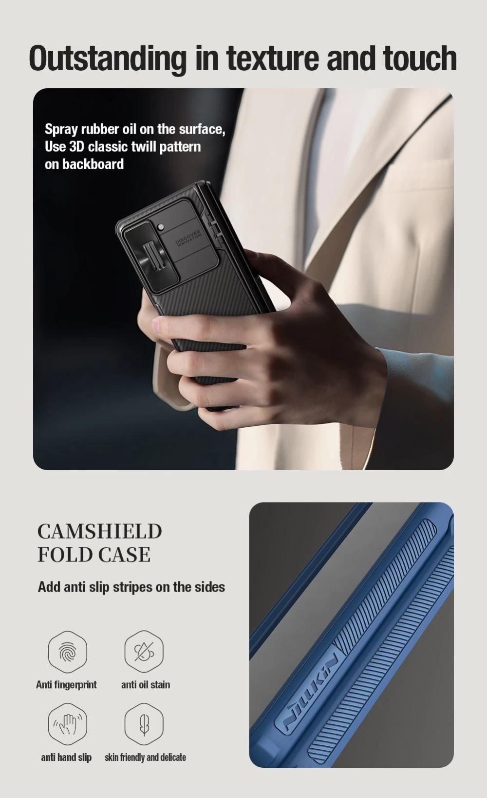Samsung Galaxy Z Fold 5 skal blå NILLKIN CAMSHIELD FOLD (BRACKET VERSION)