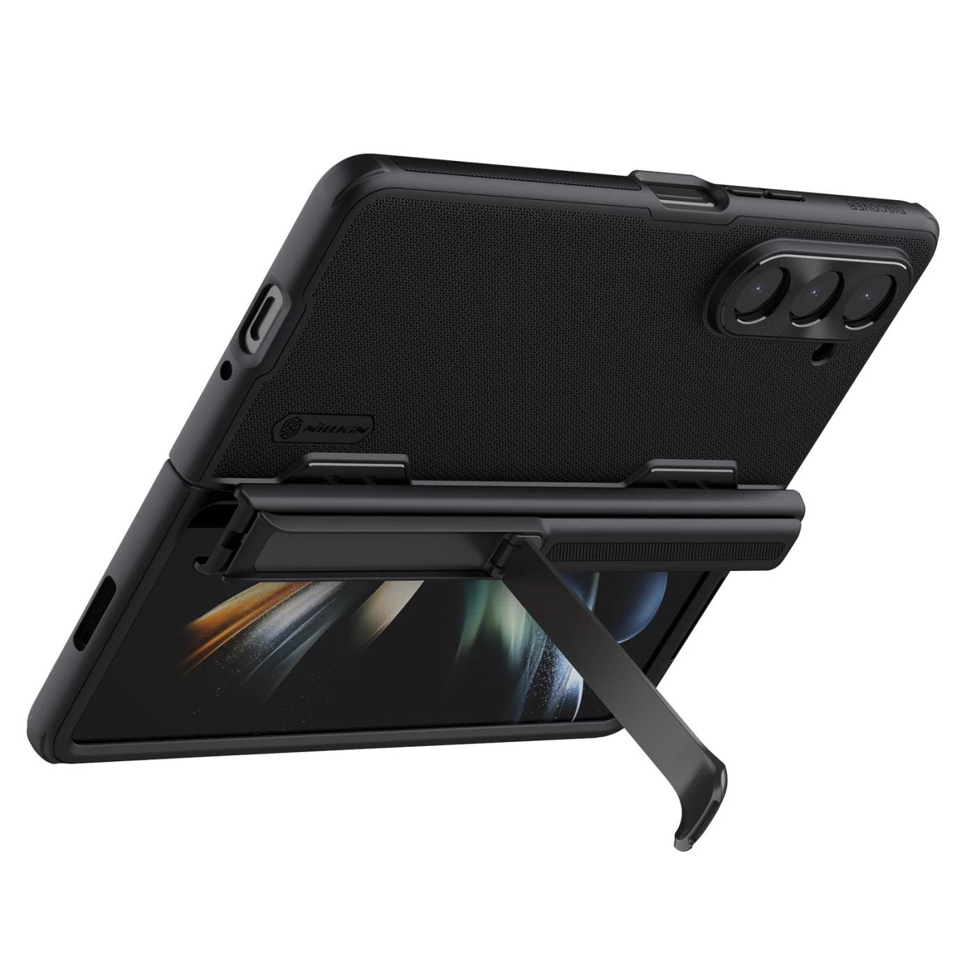Samsung Galaxy Z Fold 5 vāciņš melns NILLKIN SUPER FROSTED SHIELD (BRACKET VERSION)